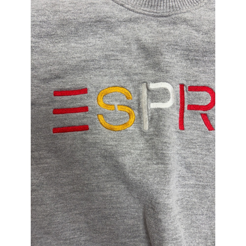 Vintage Esprit Women Grey Cropped Sweatshirt Embroidered Logo Pullover Size S - Picture 3 of 4